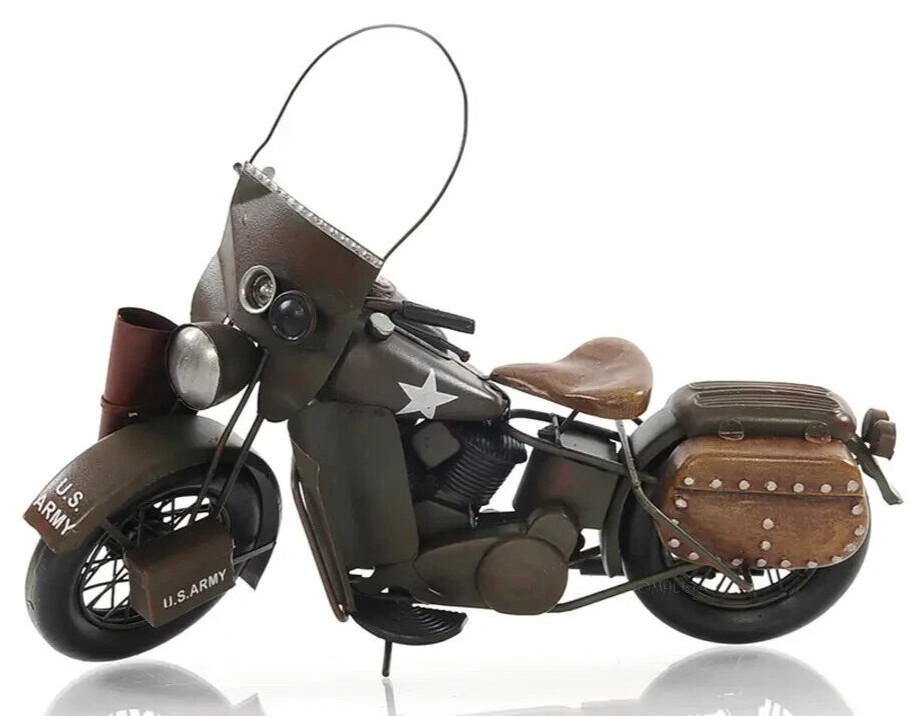1942 WLA Harley Davidson Army Motorcycle Metal Model 12" Military Automotive New