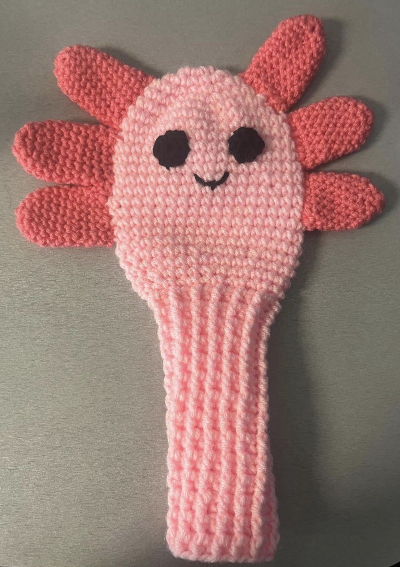 Handmade Axolotl Design Pink Acrylic Golf Wood Head Cover Easy Identification