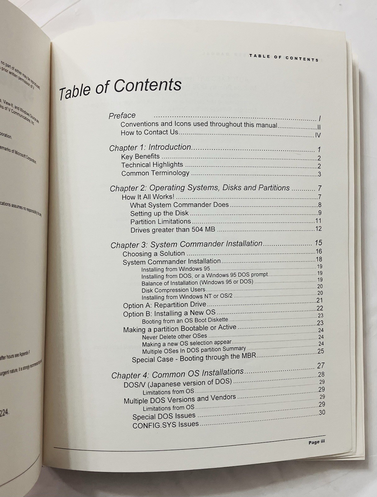 Original System Commander User Manual VCOM Partitioning Guide Windows Linux 1996