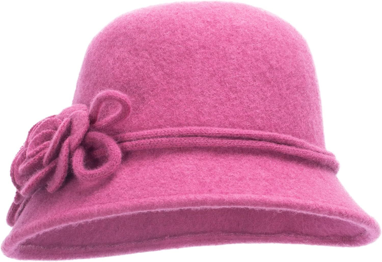Lawliet Womens Retro Collapsible Soft Knit Wool One Size-X-Large, Dark Pink