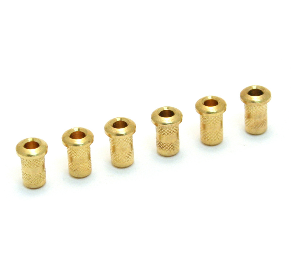 (6) Custom Gold 4mm Body Top String Ferrules for Electric Guitar BTSF-4-G