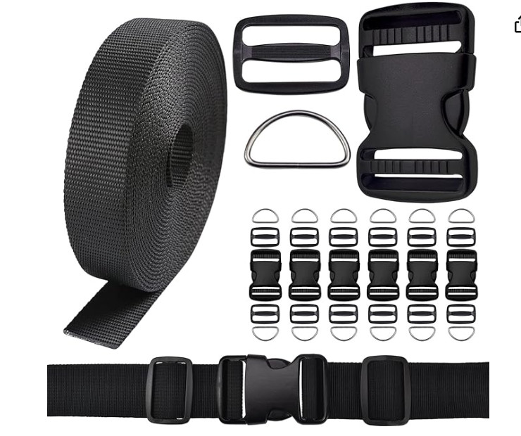CooBigo 3/4 Inch Buckles Straps Set 6 Yards 6 Pairs Buckles 12 Clips	 D-rings