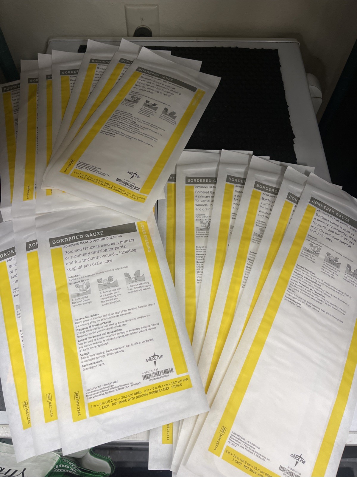 Medline MSC32414Z Sterile Bordered Gauze Assorted Sizes 15 Total. Free Ship