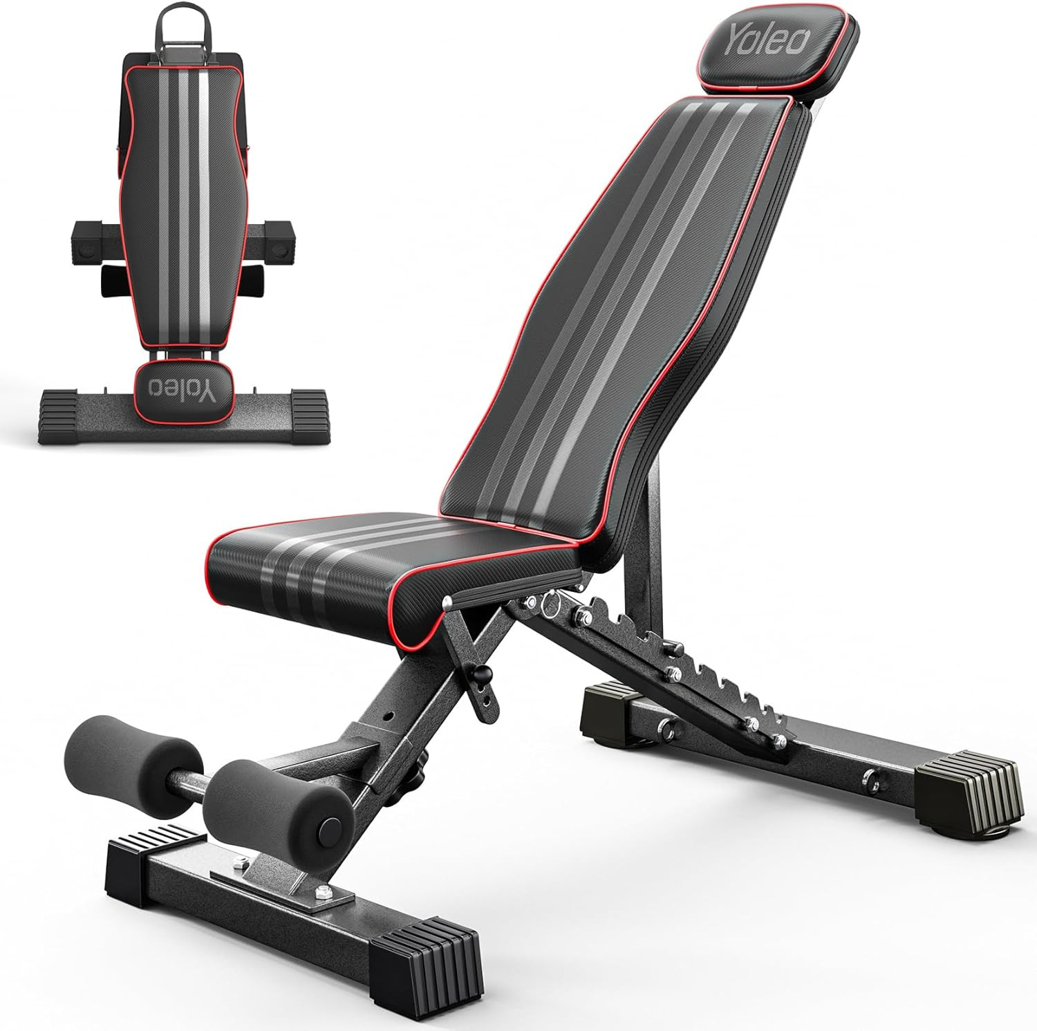 Adjustable Weight Bench, 660LB Foldable Workout Bench with Extended Head/Neck Pr