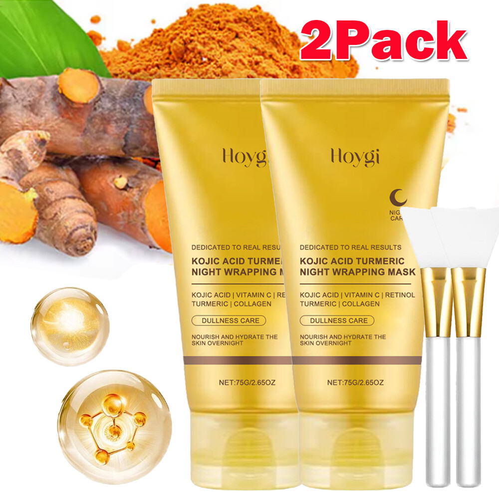 2x Kojic Acid Turmeric Collagen Peel-Off Mask Night Wrapping Mask Fade Wrinkles