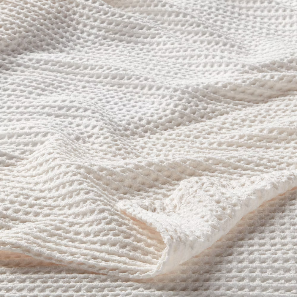 Full/Queen TENCEL Lyocell Waffle Bed Blanket Ivory - Threshold