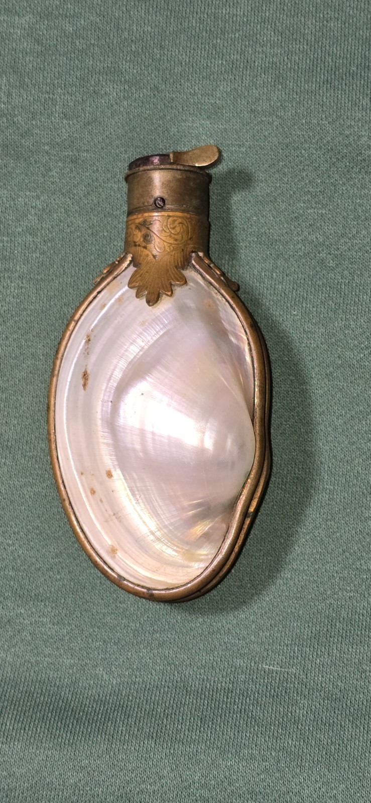 Rare Mother of Pearl Powder Flask /European Antique