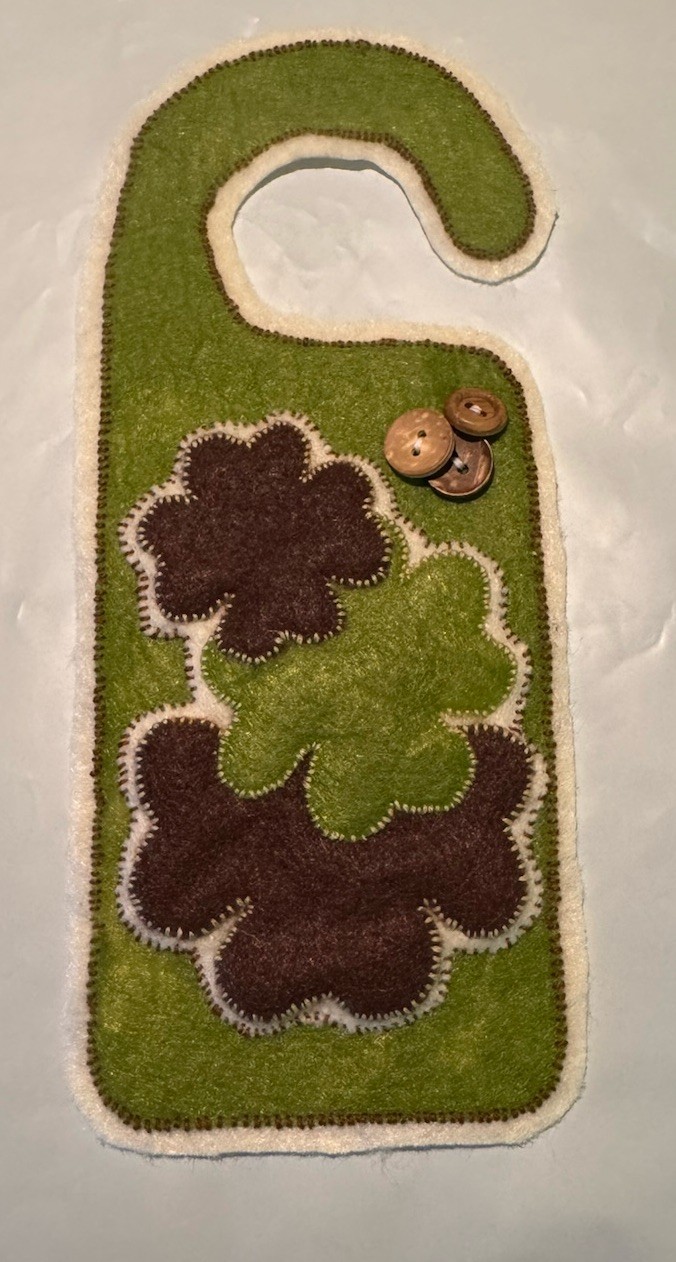 Handcrafted Felt St Patrick's Day Door Knob Hanger Primitive Style 1
