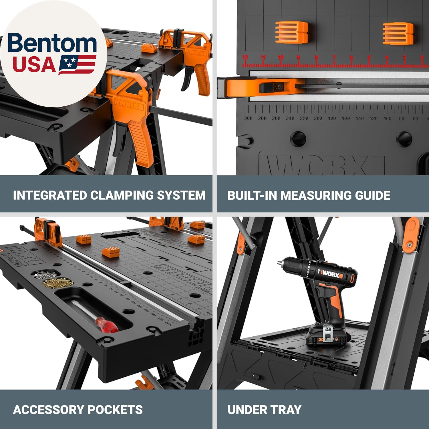 Pegasus 2-In-1 Folding Work Table & Sawhorse, Easy Setup Portable Workbench, 31"