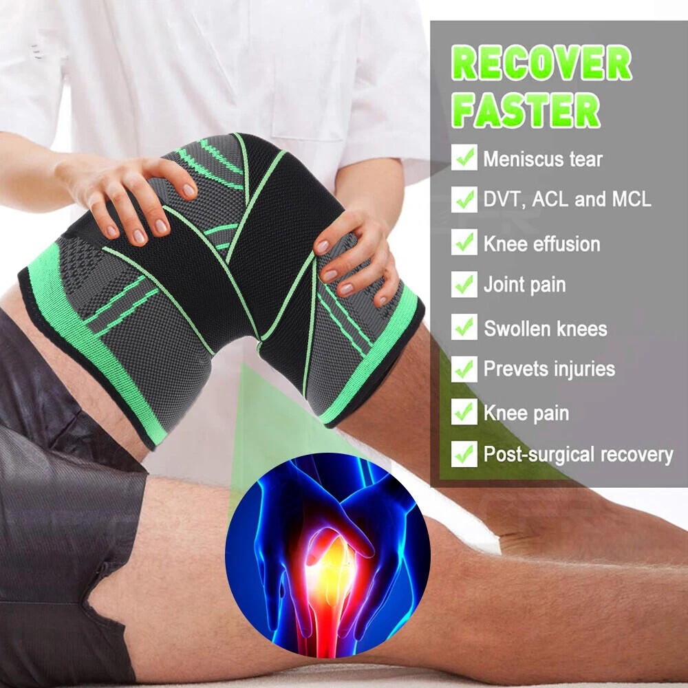 2Pcs Knee Sleeve Compression Brace Support For Sport Joint Pain Arthritis Relief
