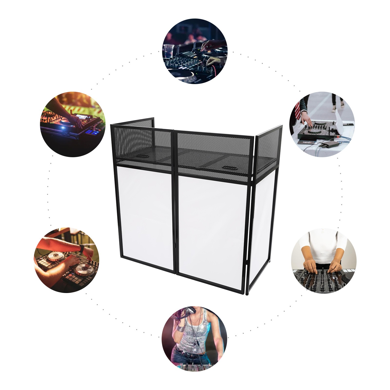 Portable DJ Event Booth Facade Foldable Controller Stand DJ Display Stand Black