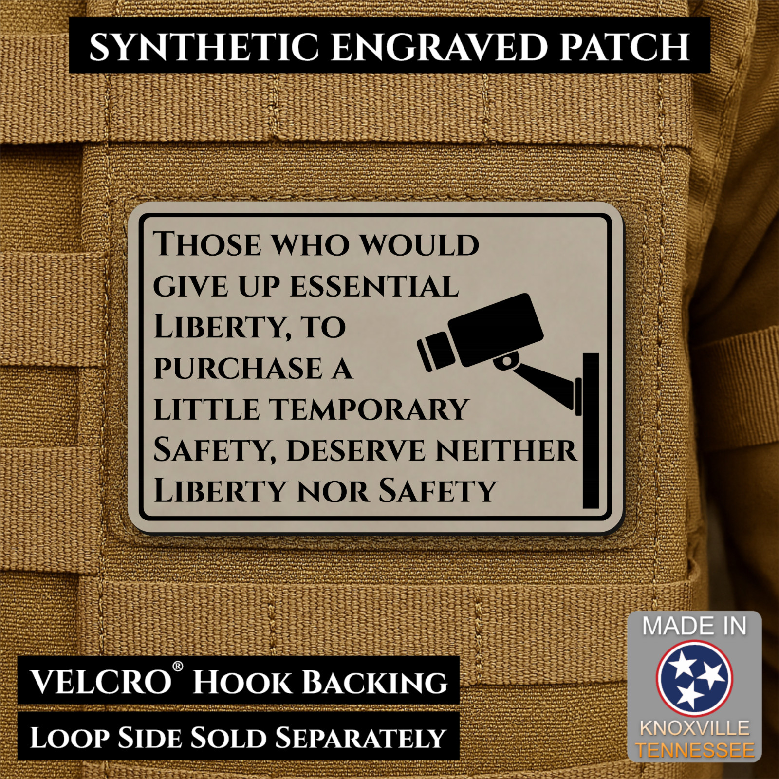 Deserve Neither Liberty Nor Security Morale Patch, 2x3" | VELCRO® Brand Fastener