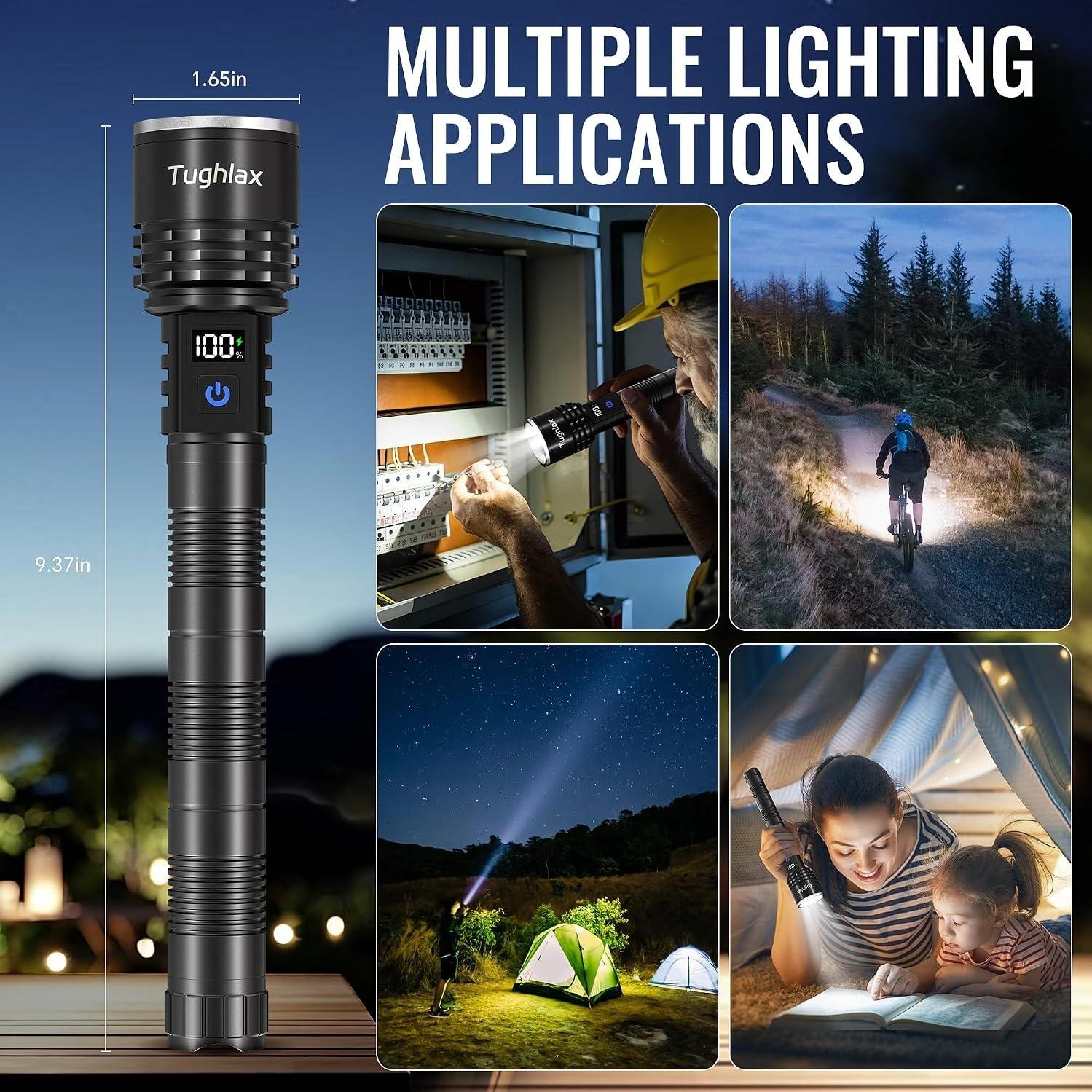 High Lumens Rechargeable LED Flashlights 2Pack, Super Bright Zoomable Powerful