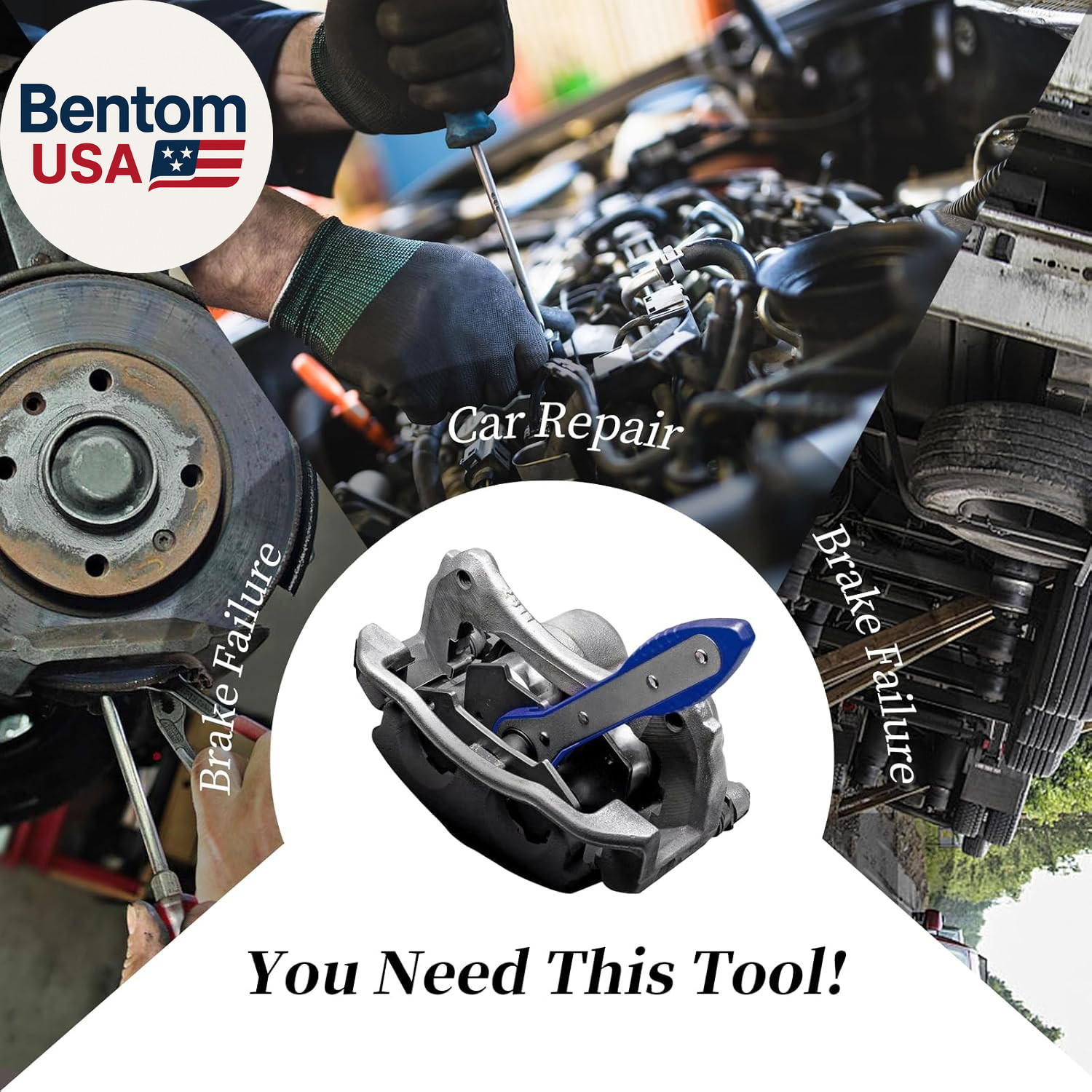Brake Caliper Compression Tool, Caliper Piston Compressor Tool with Additional 2