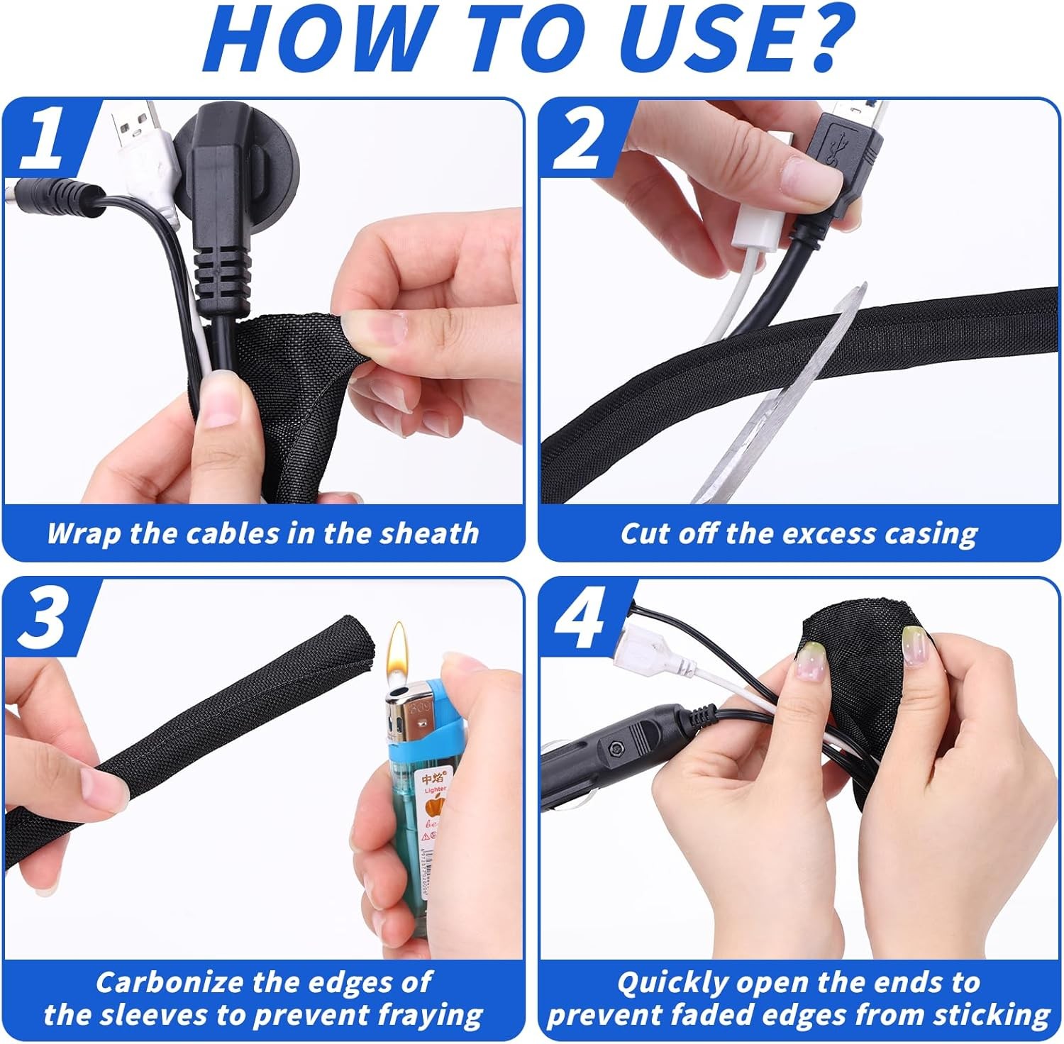 30FT Split Braided Sleeve Cable Management Car TV Electrical Cable Protection
