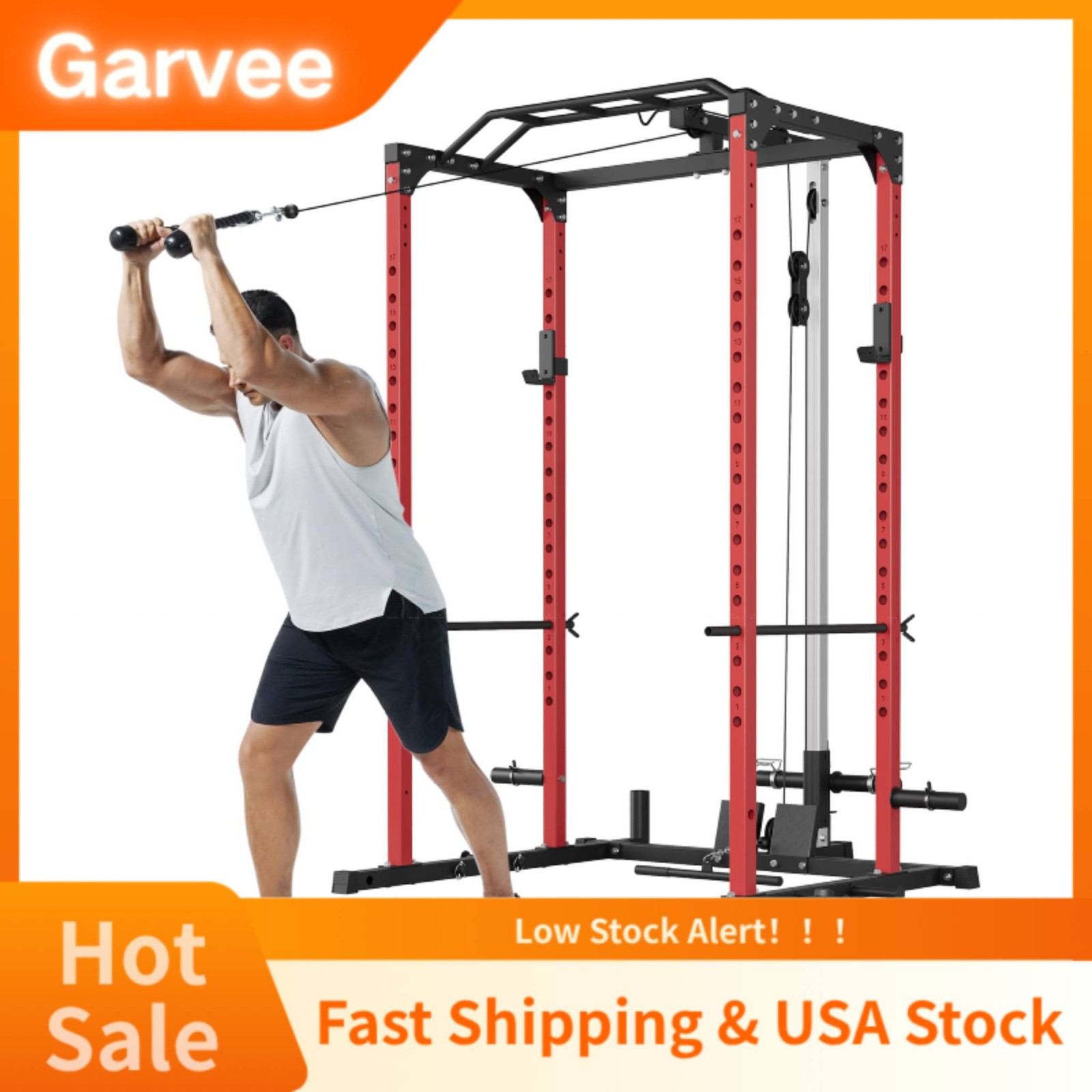 Cable Pulley And Crossover System Featured Power Rack Power Cage 1200 LBS Rating