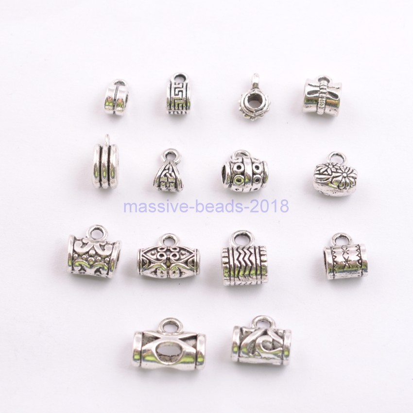 50Pcs Tibetan Silver Tone Mixed Cup Connectors Bails Jewelry Findings