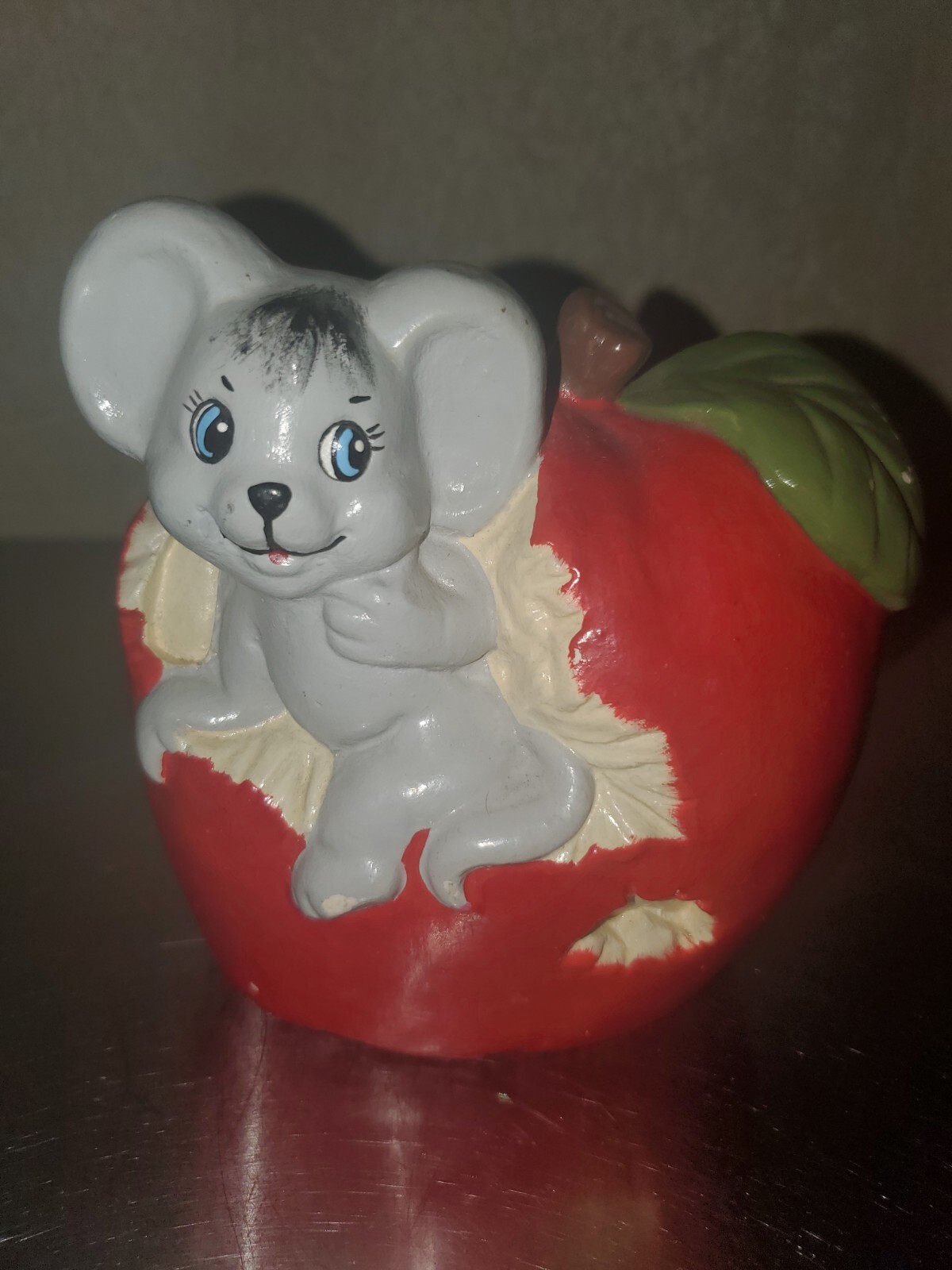 Adorable Mouse In Apple Figurine Decor Paperweight