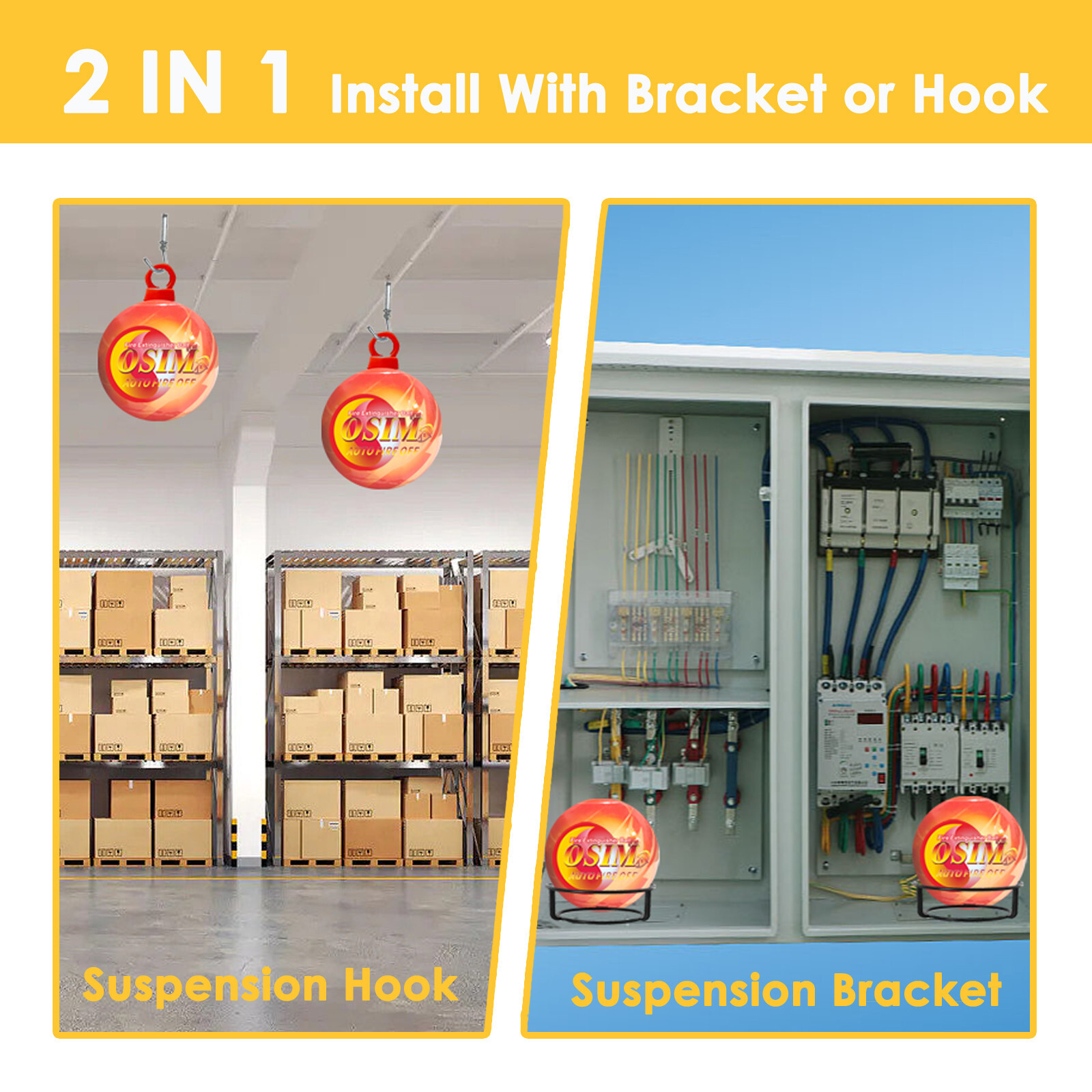 12 PACK Portable Automatic Fire Ball Extinguisher with Bracket and Hook Mount