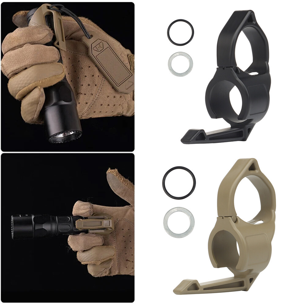 2PCS Portable Flashlight Holder Lightweight Tactical Flashlight Ring Pocket Clip
