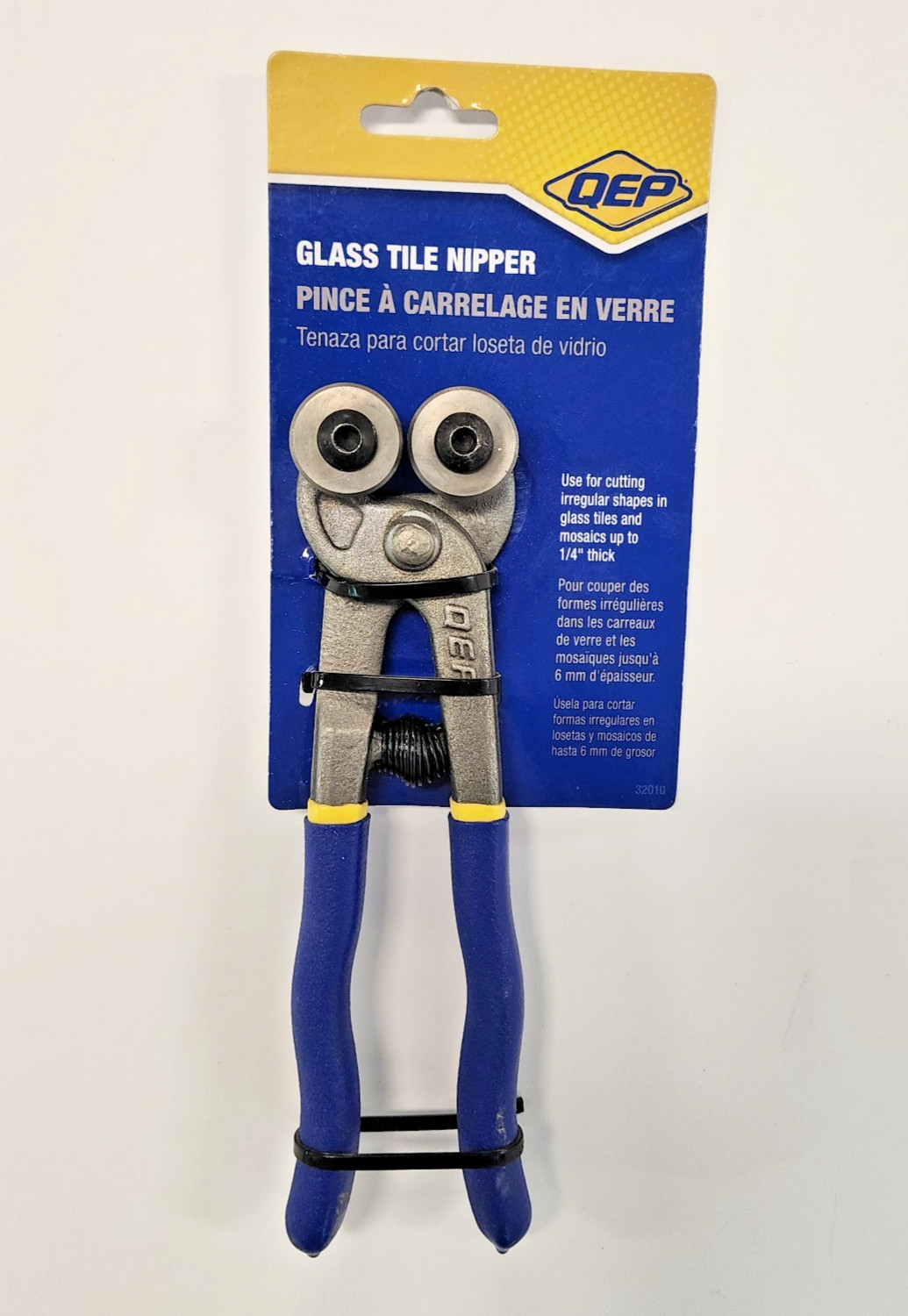 QEP Glass Tile Nipper 7" Carbide Glass And Mosaic Tile 1/4" Thick Blue 32010