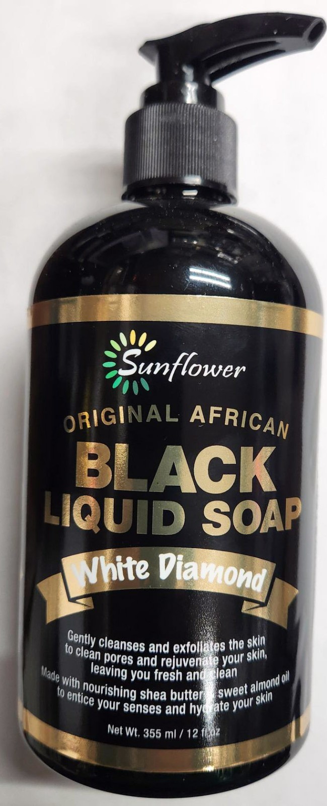 "SUNFLOWER" OROGINAL AFRICAN BLACK LIQUID SOAP 12 OZ