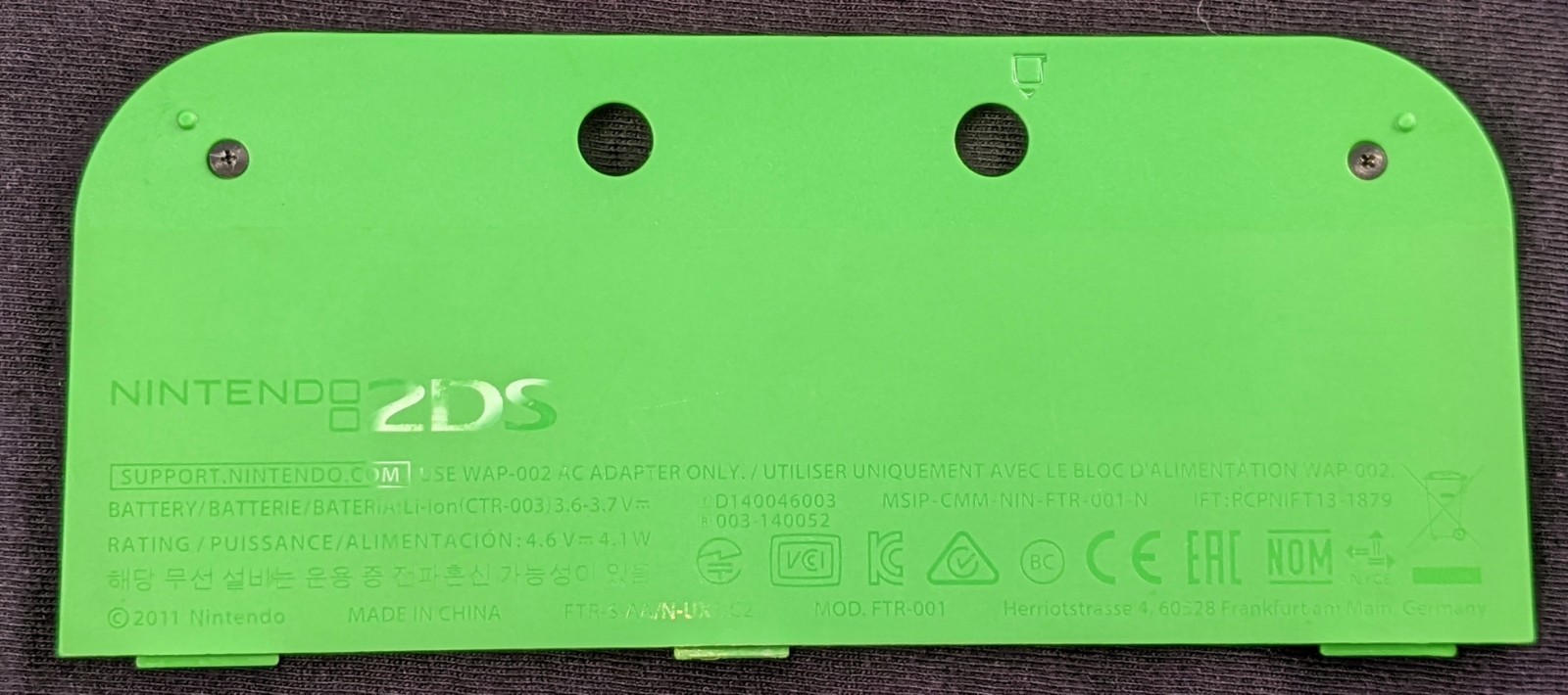 OEM Original Nintendo 2DS FTR-001 Battery Cover Door Lid Green Zelda Edition