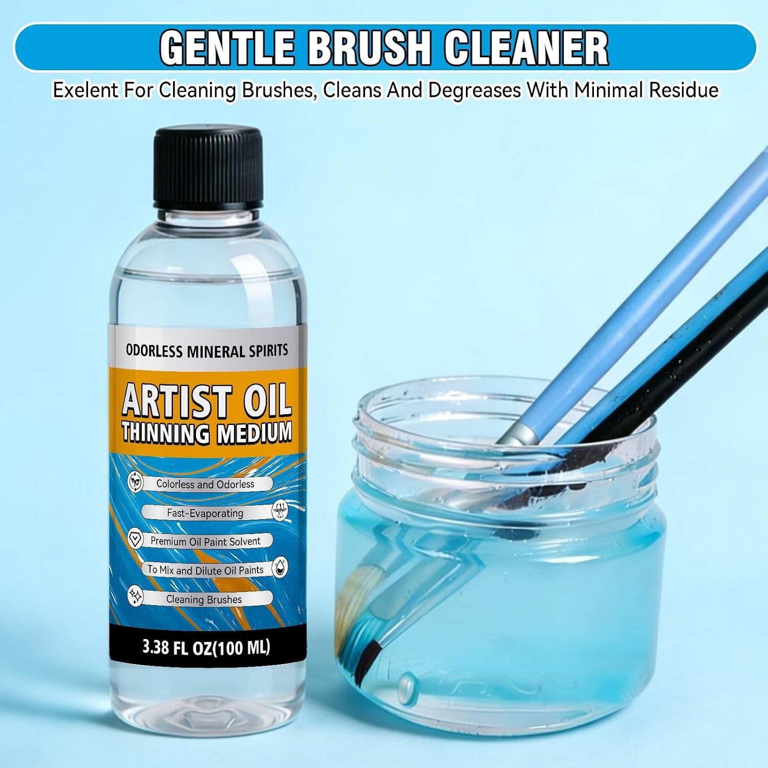 Odorless Mineral Spirits 100ml, Odorless Paint Thinner for Oil Based Paint, ...
