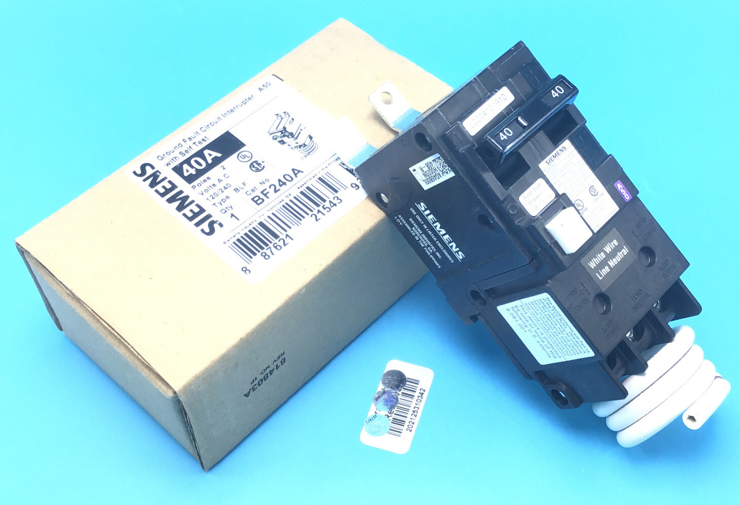 New Circuit Breaker Siemens BF240 40 Amp 2 Pole 10kA Bolt On GFCI BF240A