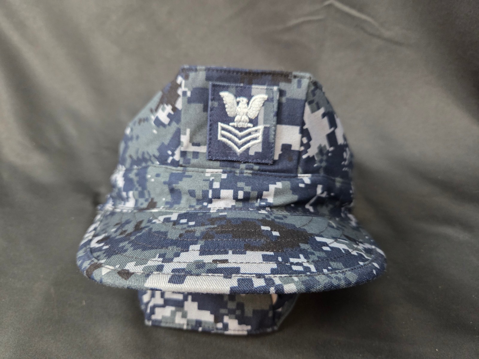 6 7/8 Working Utility Hat Cap US Navy USN Blue Digital Camo PO2 rank insignia