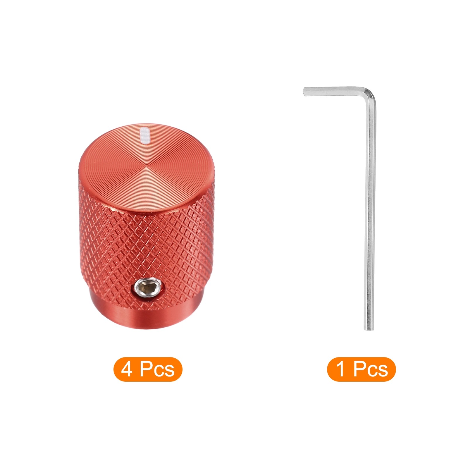 4 Pcs Aluminium Knobs, 6mm IDx12.5mm ODx16mm, Oval Indicator, Red