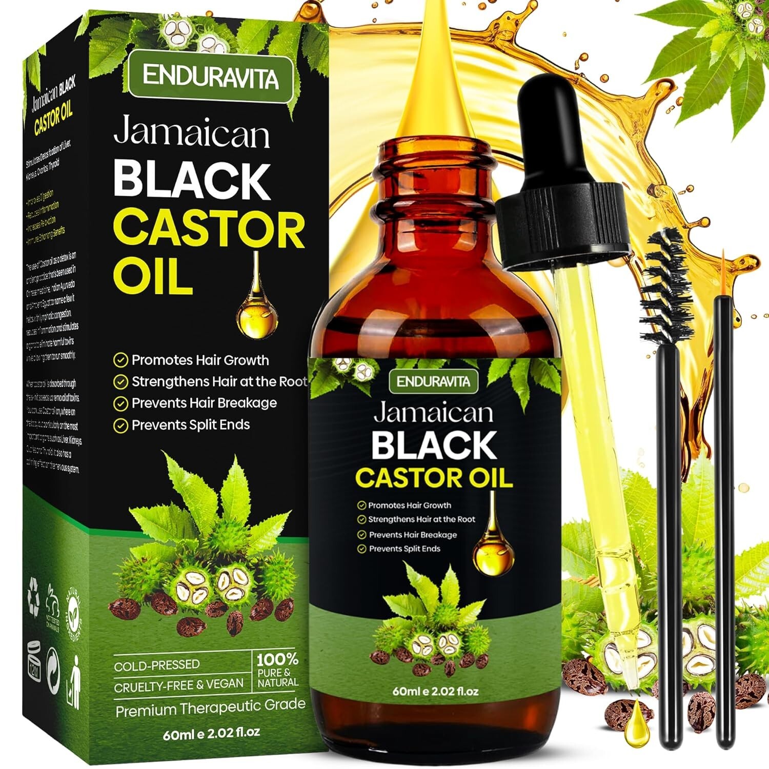 Jamaican Black Castor Oil,100% Pure and Natural Cold Press Organic Castor Oil