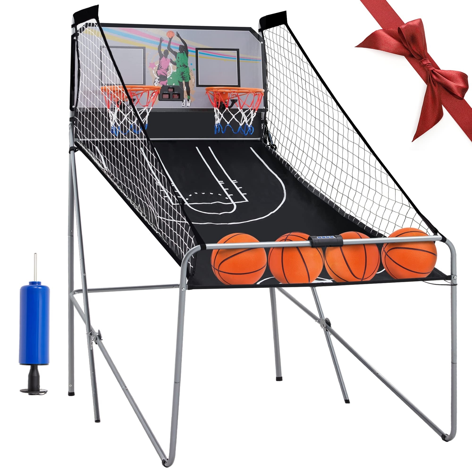 Foldable Electronic Dual Basketball Arcade Game,Double Shot 2Player,8 Game Op...
