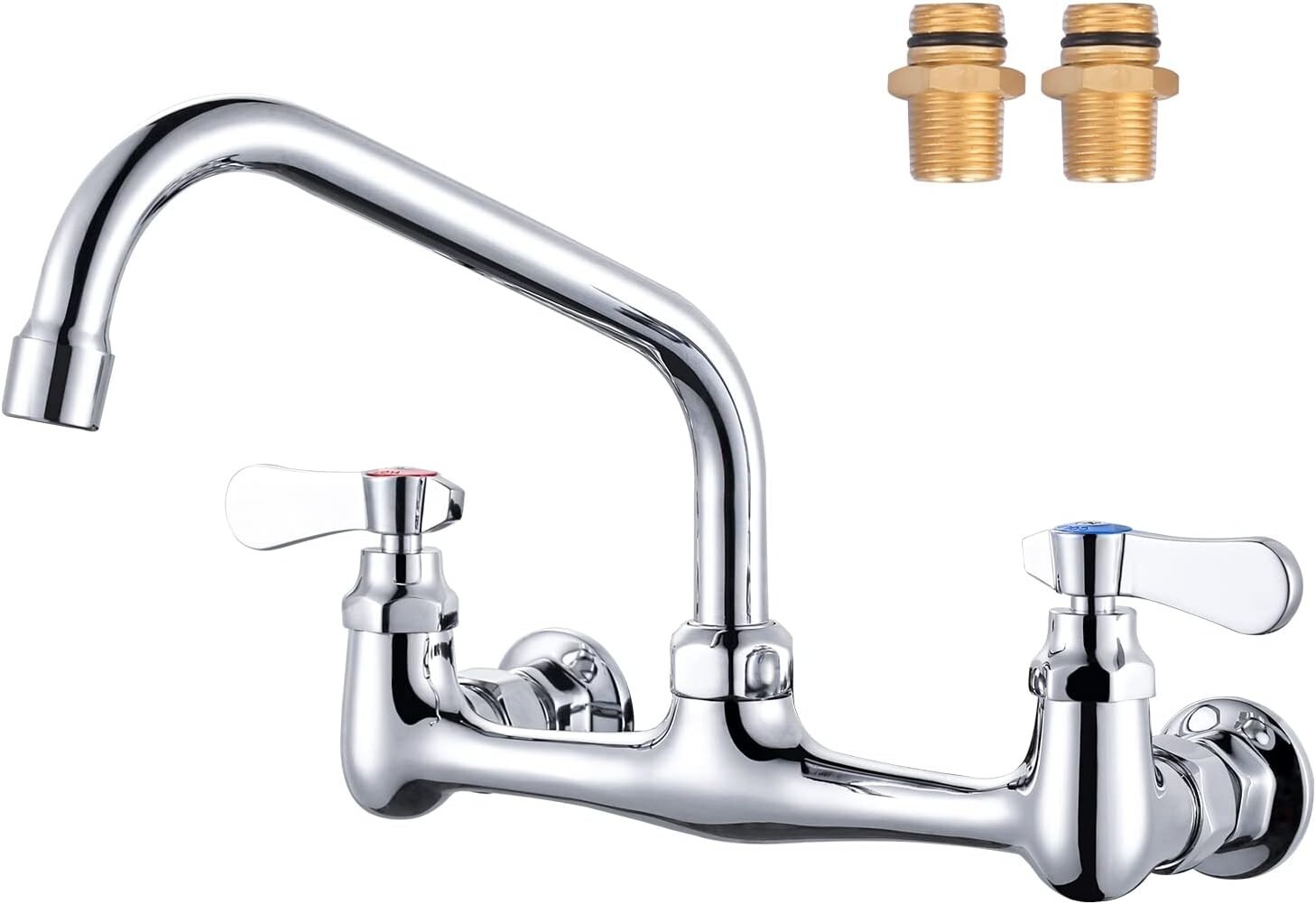 Commercial Sink Faucet with 12” Swivel Spout Dual Handles Brass Utility Sink Tap