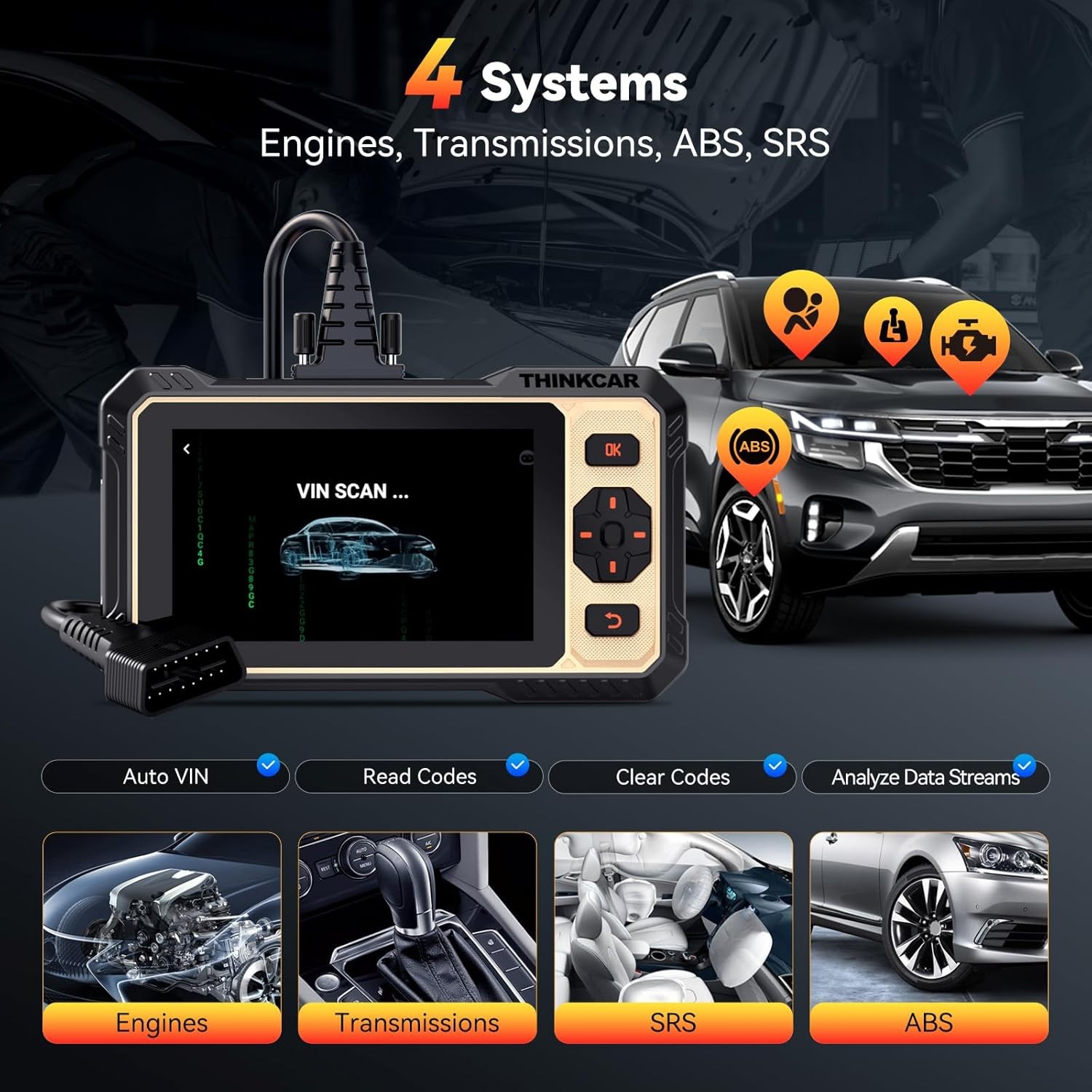 THINKSCAN 662 CAN FD OBD2 Scanner Tool ECM/Transmission/ABS/SRS Diagnostic Tool