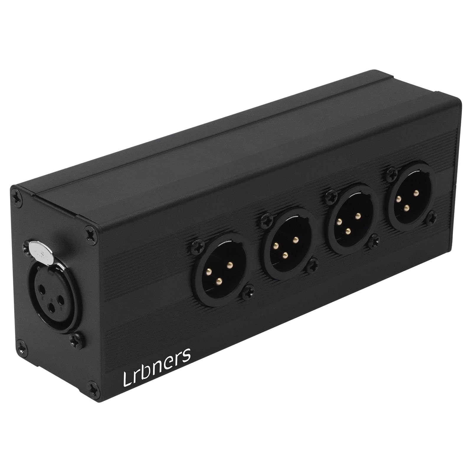 3Pin XLR 1 Female to 4-way Male Audio Splitter Box - Aluminum Alloy Chassis, ...
