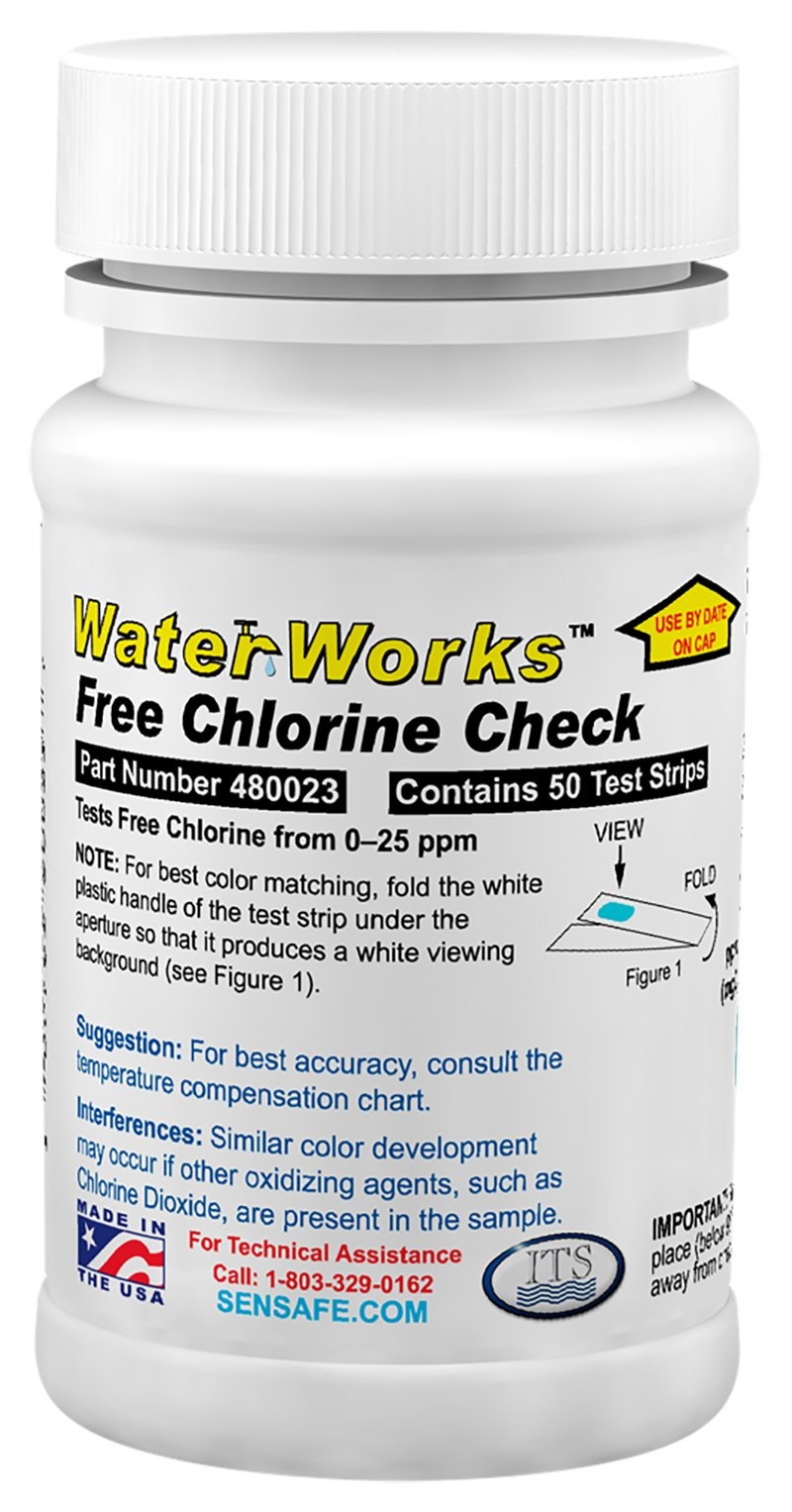 WaterWorks 480023 Free Chlorine Test Strip, 5 Second Test Time, 0-25ppm Range...