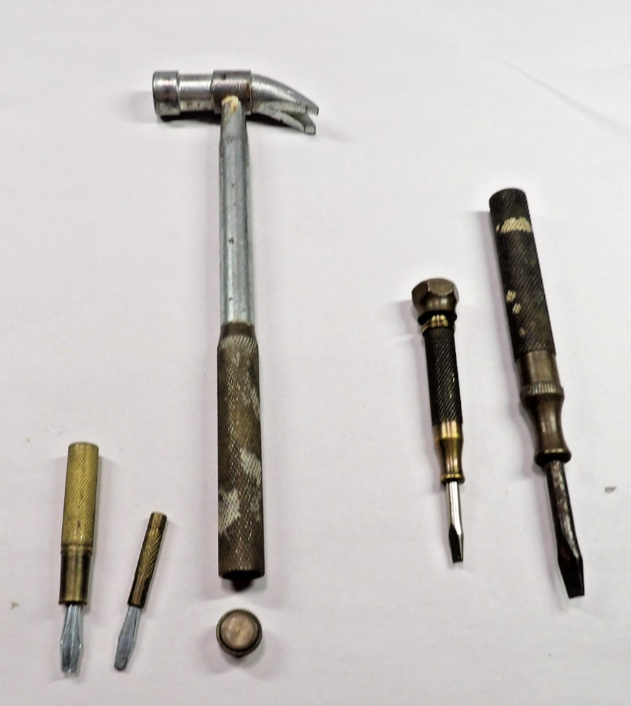 Small Claw Hammer Brass Handle & Hidden Screwdrivers Plus 2nd Brass Screwdriver