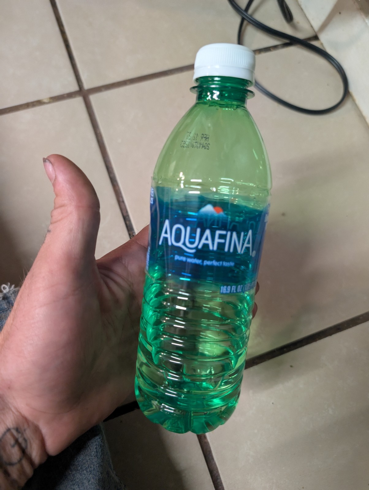 Green Hard Plastic Aquafina Bottle