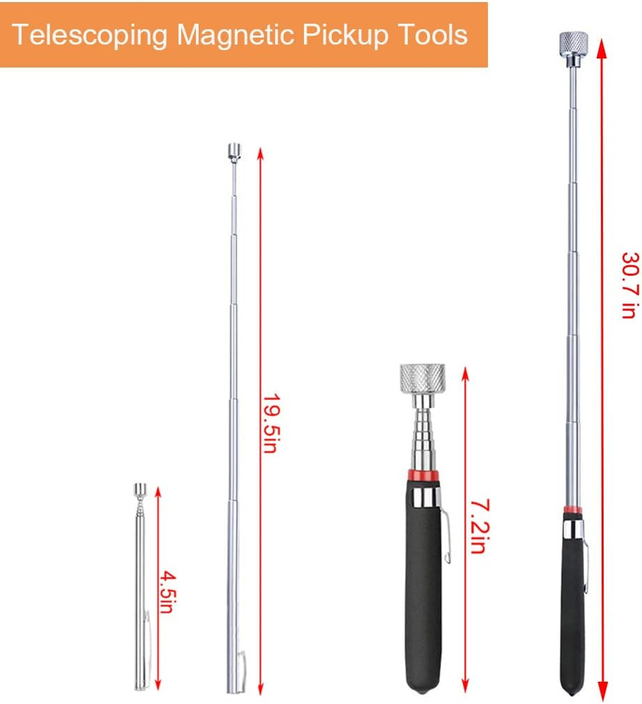3 Pack Telescoping Magnet Pick-Up Tool Set - Retrieving Telescoping Magnet