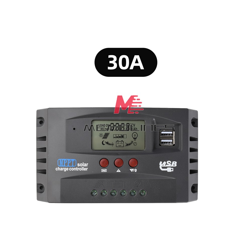 12V/24V 30A 60A 100A MPPT Solar Controller LCD Solar Charge Controller Dual USB