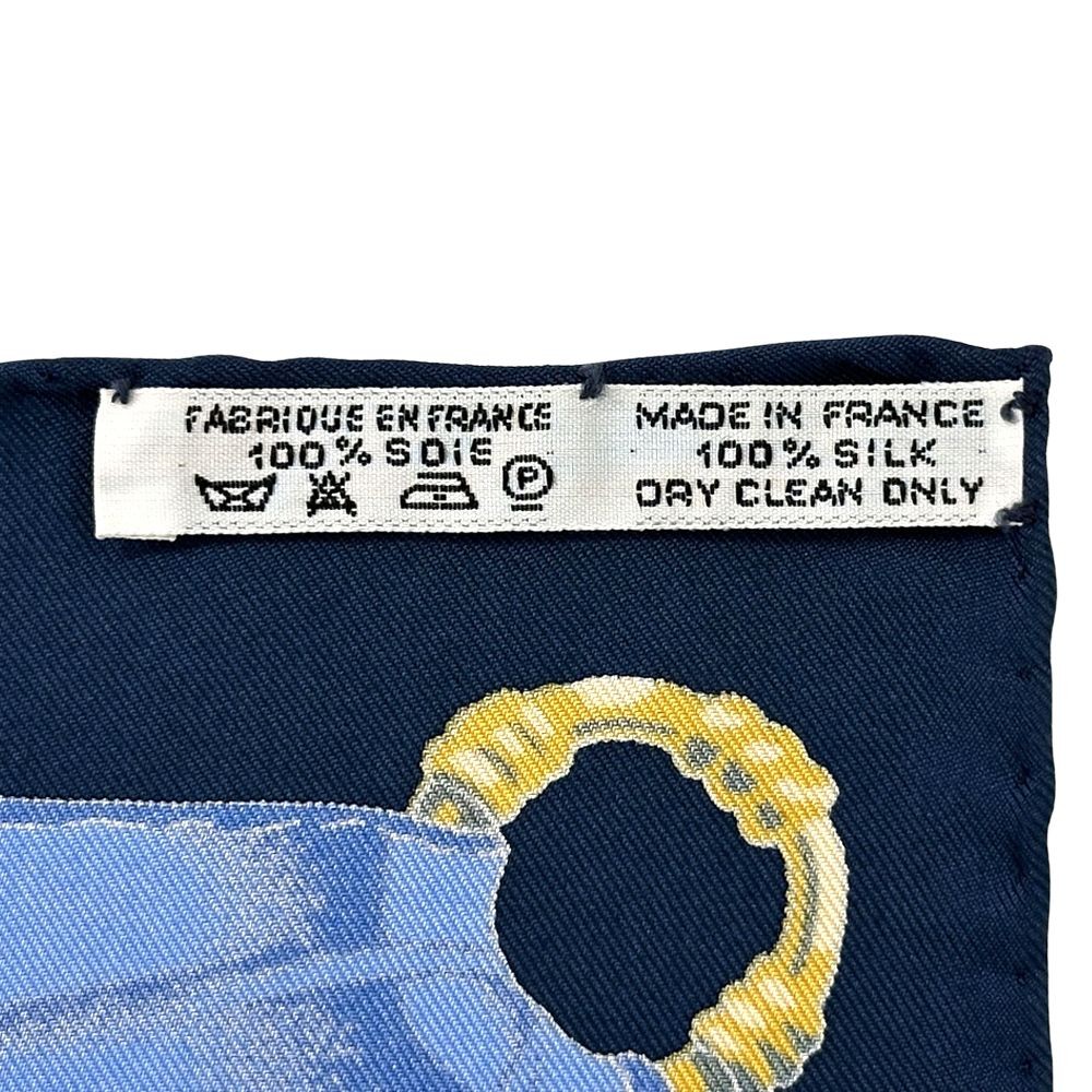 HERMES Carre 90 Soleil de Soie Silk Scarf Navy W 90cm Japan [Used]