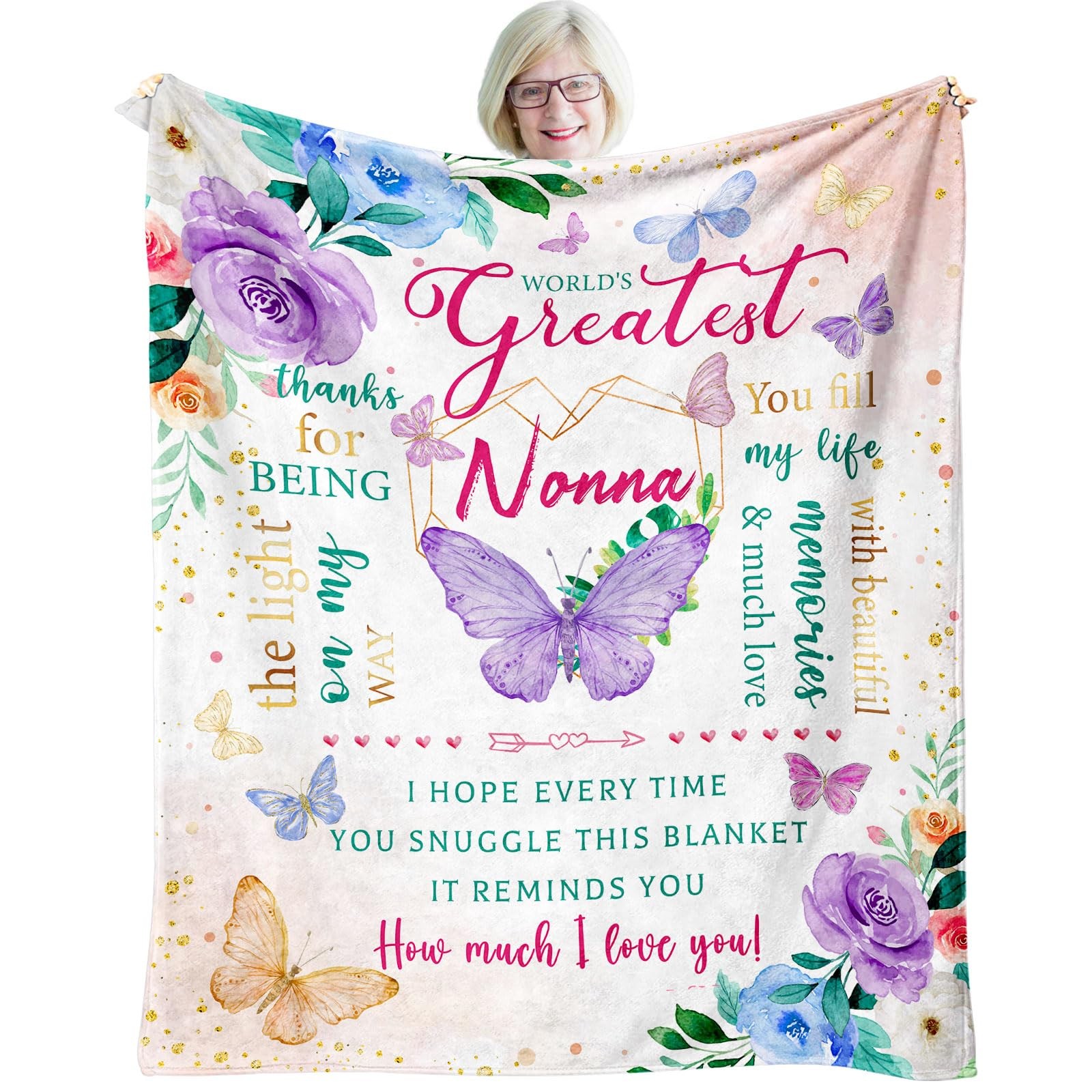 Nonna Gifts Blanket for Grandma from Grandchildren Birthday 60x50 inch