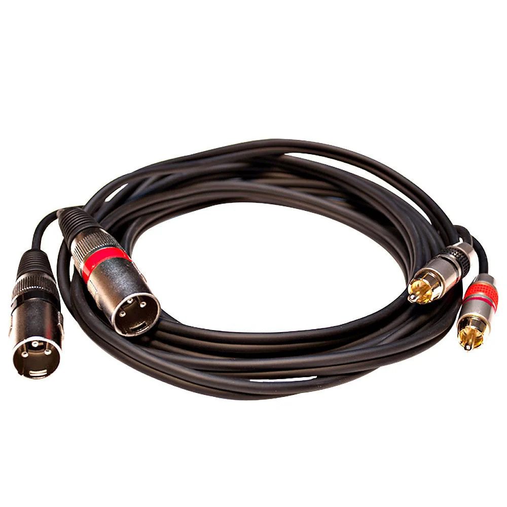 Dual XLR Male to Dual RCA Male 10ft Patch Cable Audio Adapter Cord
