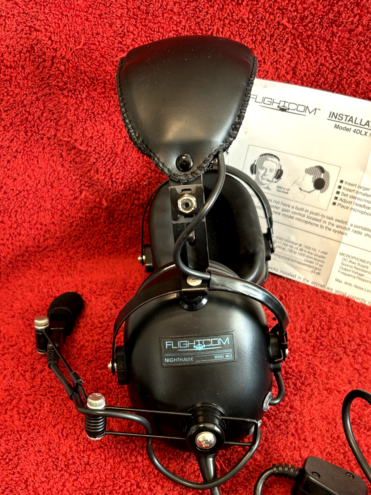 FLIGHTCOM NIGHTHAWK 4DLX NOISE ATTENUATING STEREO/MONO AVIATION HEADSET