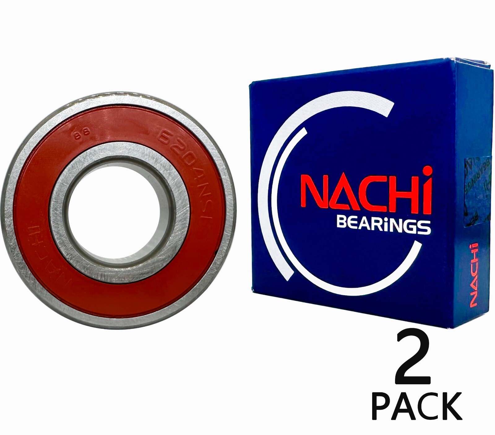 2PACK NACHI 6204-2NSE 20X47X14MM Double Rubber Seal Ball Bearings 6204-2RS 6204