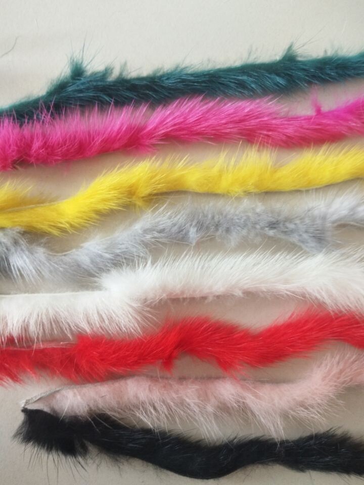 Real Fur Strip Plush Mink Fur Trim Pelt Hides Strip Sew Clothing Hat Craft
