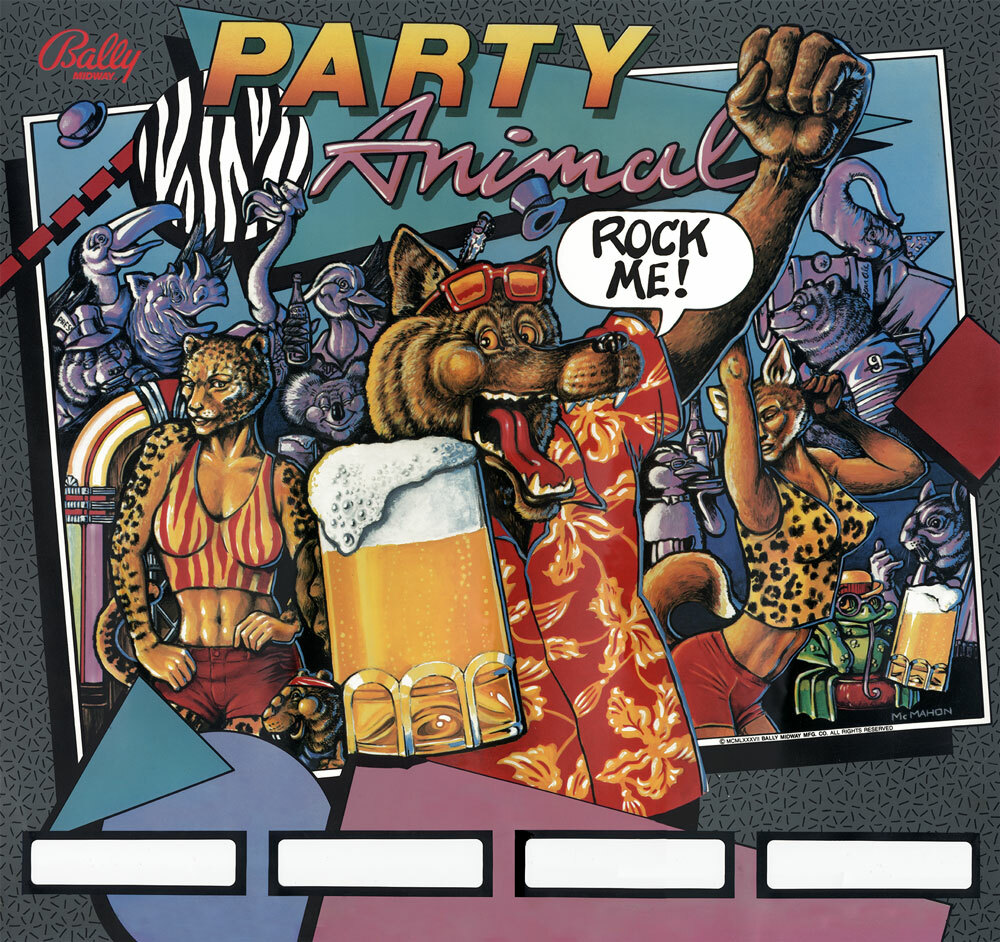 Bally Party Animal Pinball Machine Translite BEER Version