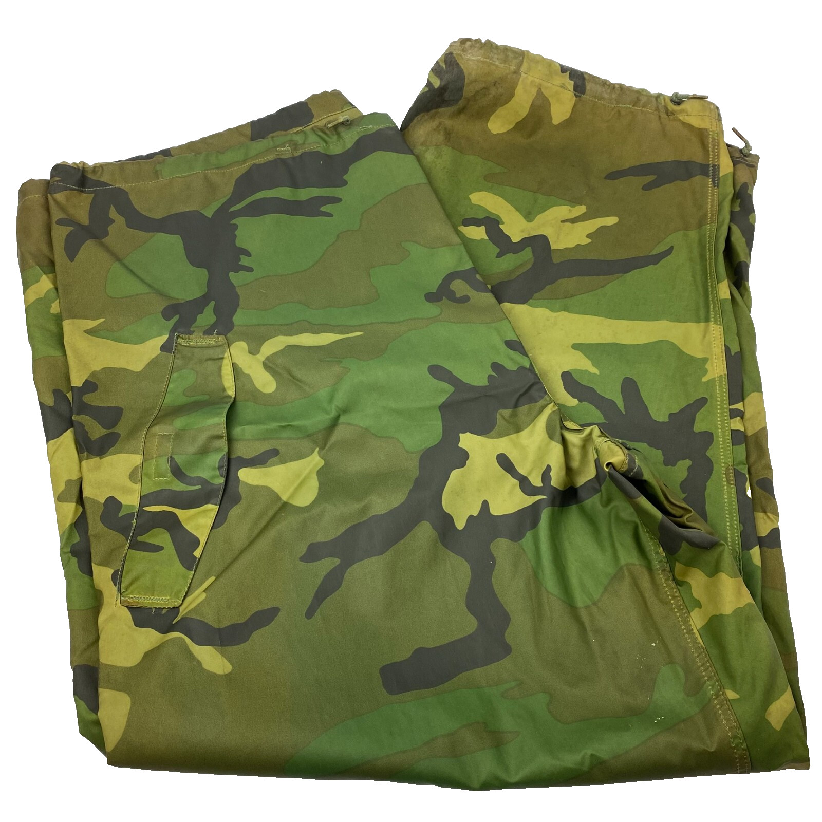 Military Cold Wet Weather Trousers Pants Size 48 x 32 XL Woodland Camo Vintage