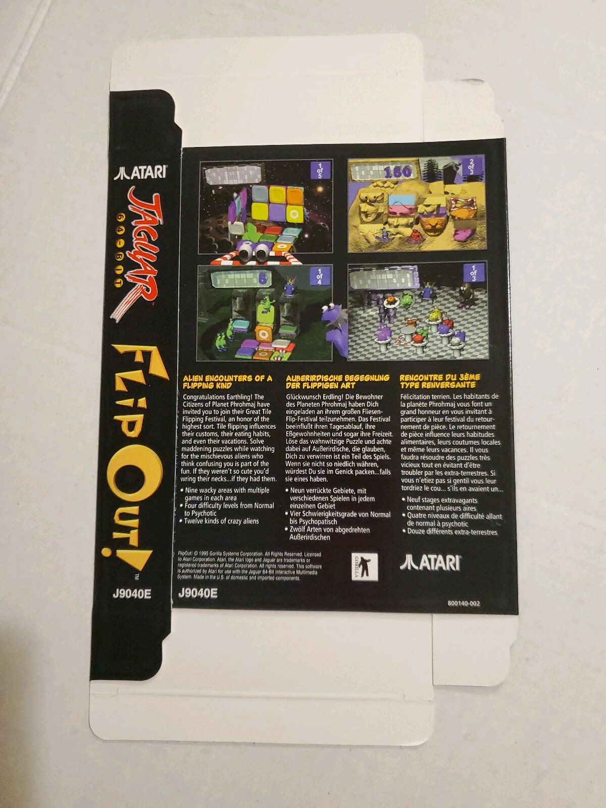 FLIP OUT Atari Jaguar EMPTY Display Box New NEVER FOLDED OR USED